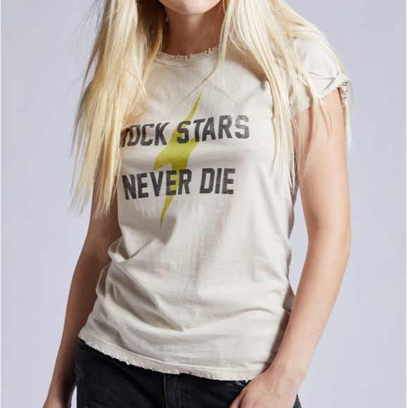 NEW Recycled Karma "Rock Stars Never Die" Roll Up Tee - Picture 2 of 10